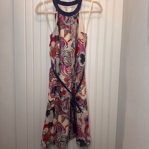 Liberty of London Target High Neck Pleated 70’s Retro Print Shift Dress XS